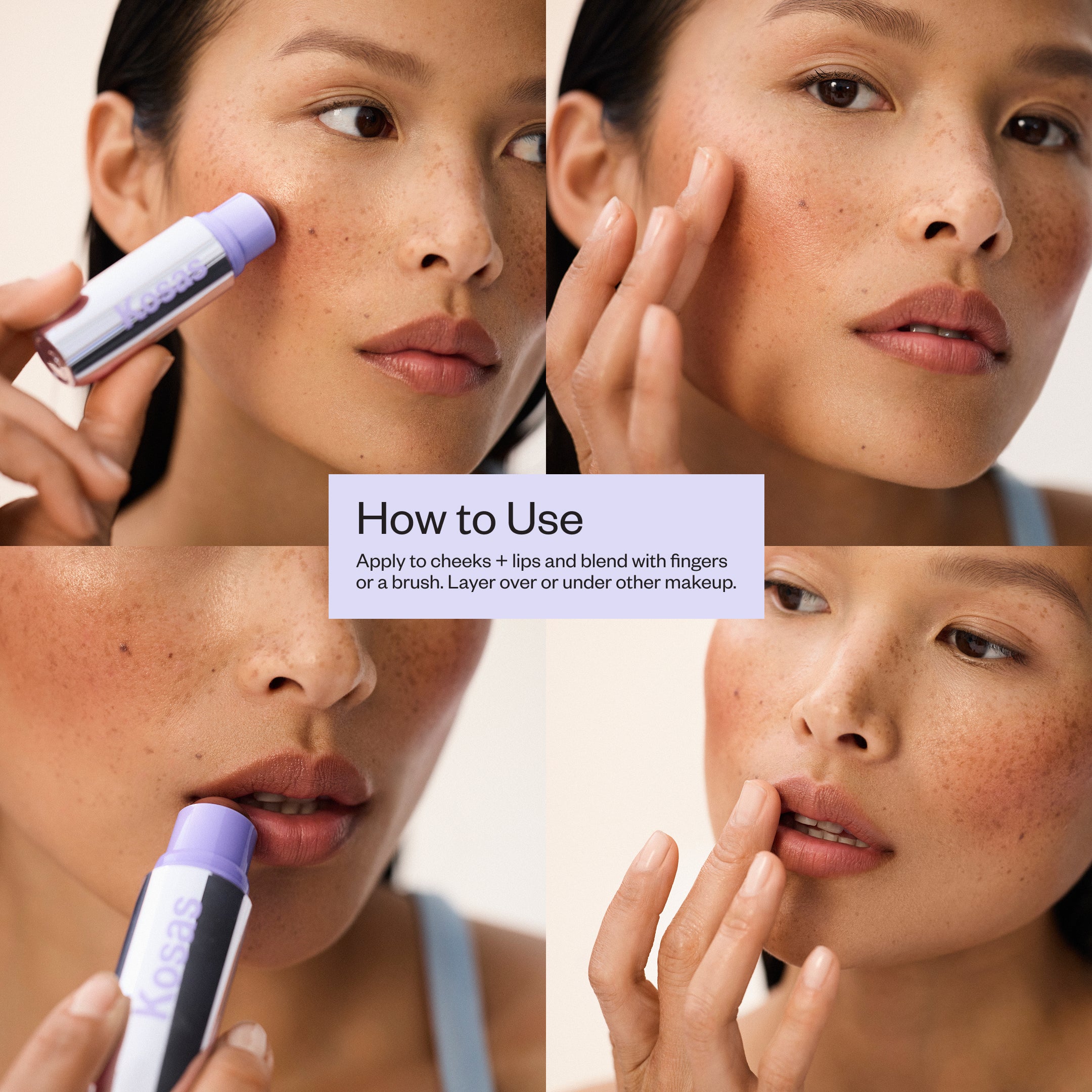 Kosas-Impressionist Multistick Cream Cheek + Lip Color-Makeup-06MULTISTICK_APPLICATION-The Detox Market | Always
