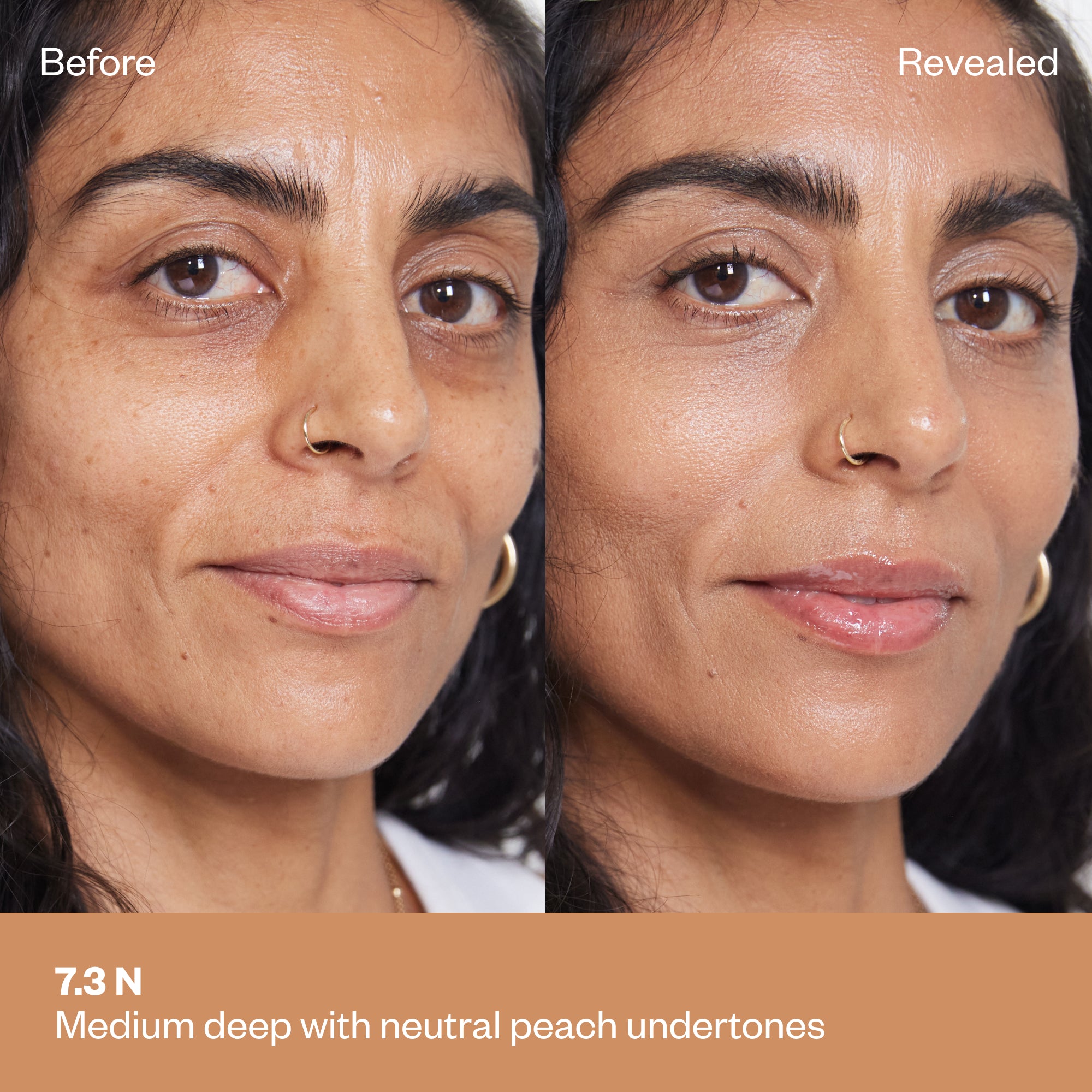 Kosas-Revealer Super Creamy + Brightening Concealer with Caffeine and Hyaluronic Acid-Makeup-1-BeforeandAfterCards_7.3-The Detox Market | 7.3 N - Medium Deep with neutral peach undertones