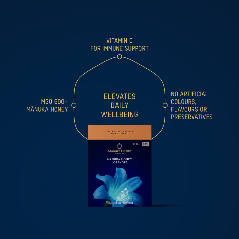 Mānuka Health-Mānuka Honey Lozenges, Lemon & Ginger With Vitamin C-Wellness-1200x1200ProdBenefitsHoney_Lozenges_Lemon_Ginger_85g_US-The Detox Market | 