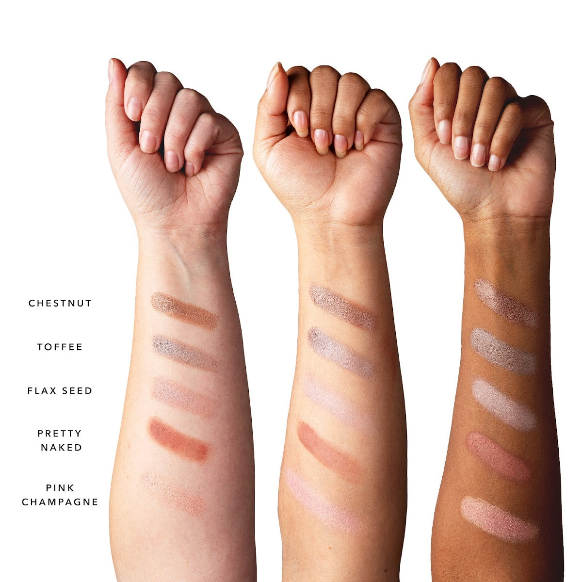 100% Pure-Fruit Pigmented Pretty Naked Palette-Makeup-1CNP__Pretty_Naked_Palette_ArmSwatchTrio-The Detox Market | 