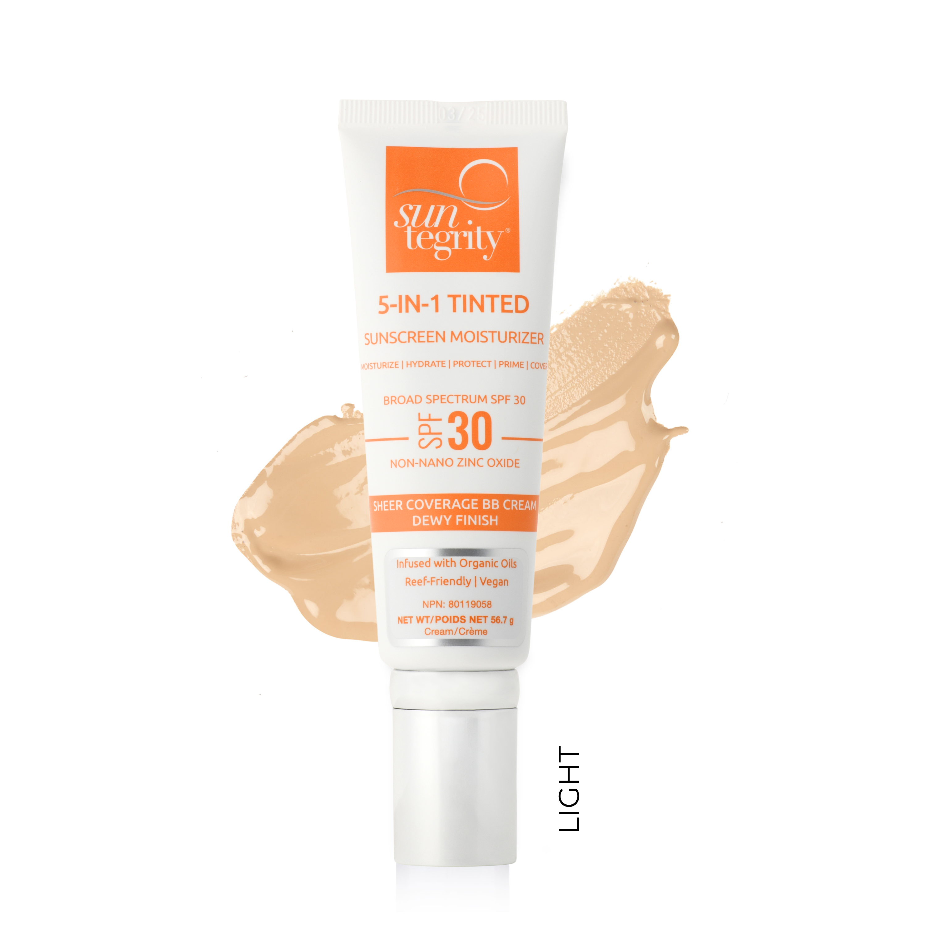 Suntegrity-5 IN 1 Natural Moisturizing Face Sunscreen SPF 30-Sun Care-2_5in1_Light_with_swatch_-_Canada-The Detox Market | Light