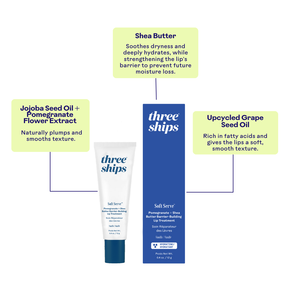 Three Ships-Softserve™ Pomegranate + Shea Butter Barrier-Building Lip Treatment-Skincare-990478500051_8_Benefits-The Detox Market | 