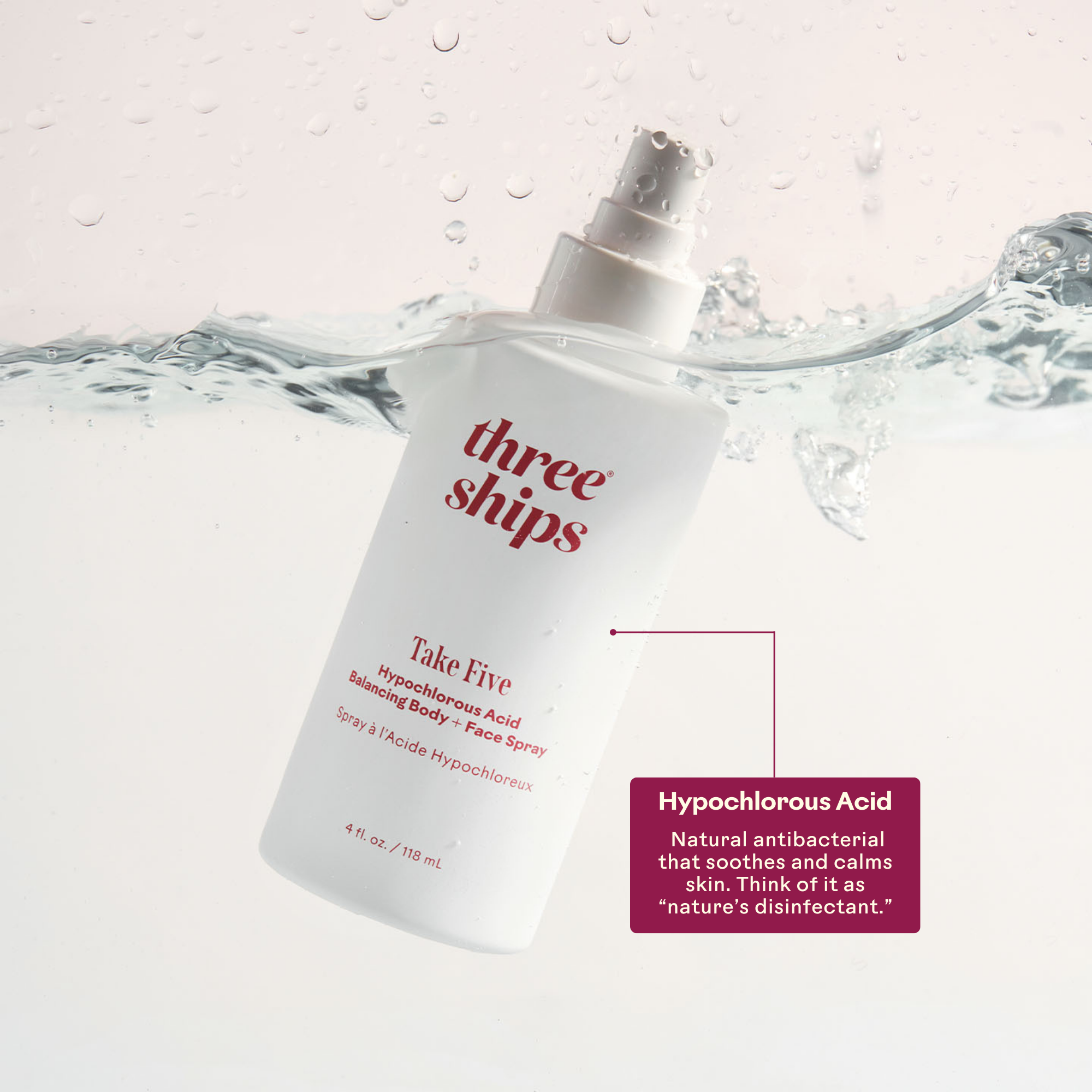 Three Ships-Take Five™ Hypochlorous Acid Balancing Body + Face Spray-Skincare-990478500341_5_Benefit-The Detox Market | 