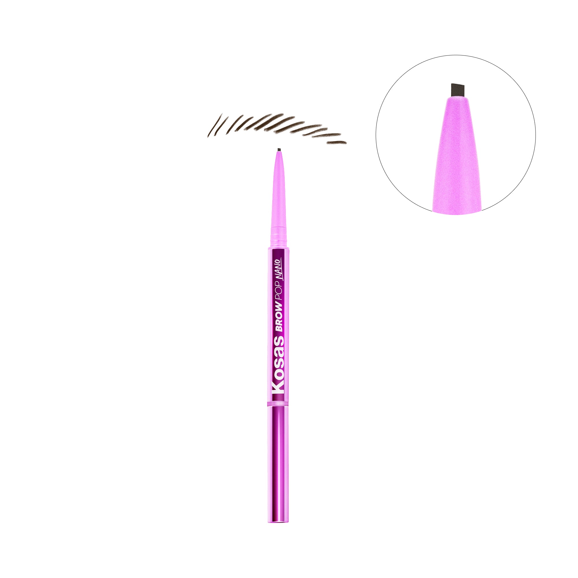 Kosas-Brow Pop Nano Ultra-Fine Detailing Pencil-Makeup-BROWPOPNANO_BROWNBLACK_SMUDGE_ZOOM_SMUDGE-The Detox Market | Brown Black