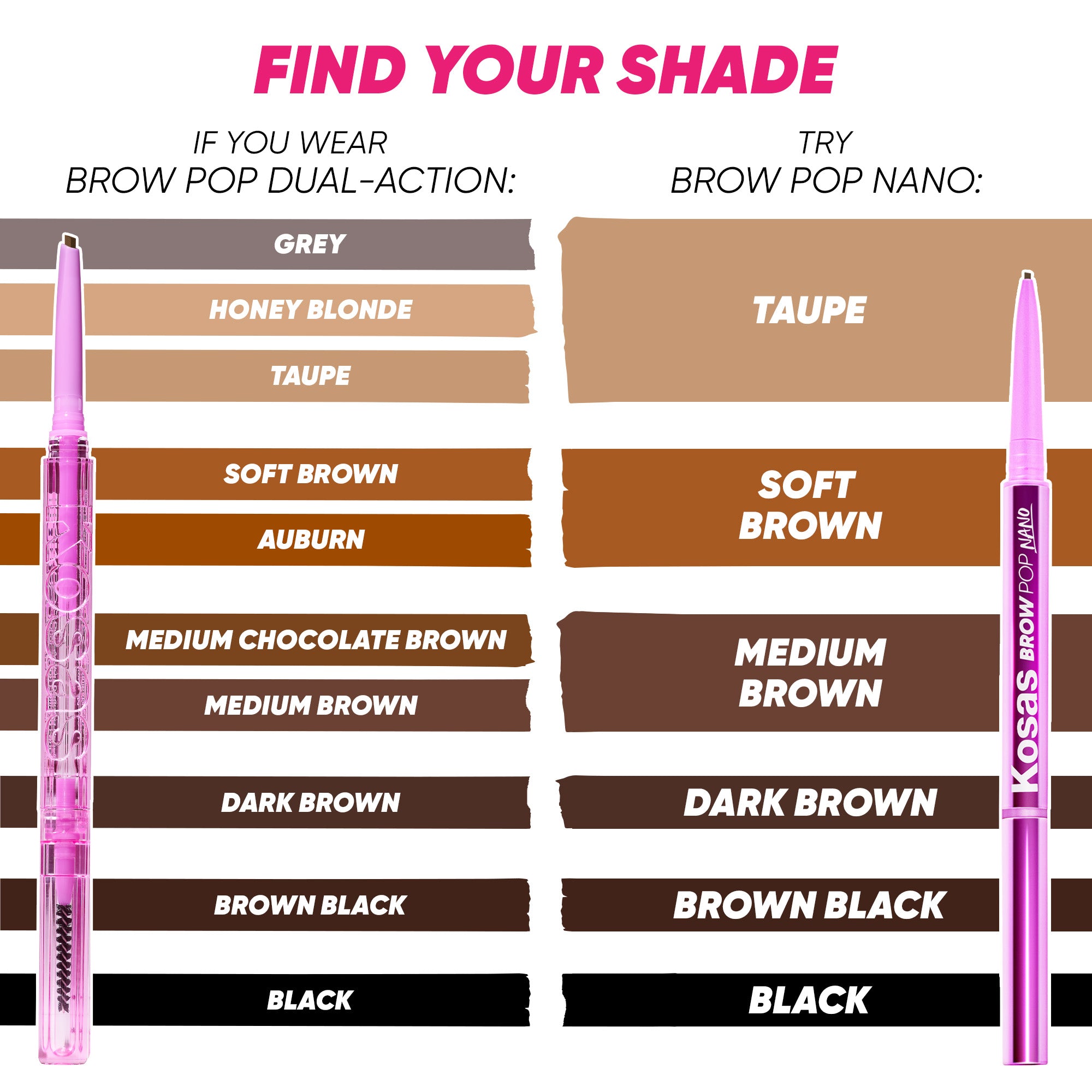 Brow Pop Nano Ultra-Fine Detailing Pencil - Makeup - Kosas - BROWPOP_Nano_PDP_NA_FindYourShade_22 - The Detox Market | Always