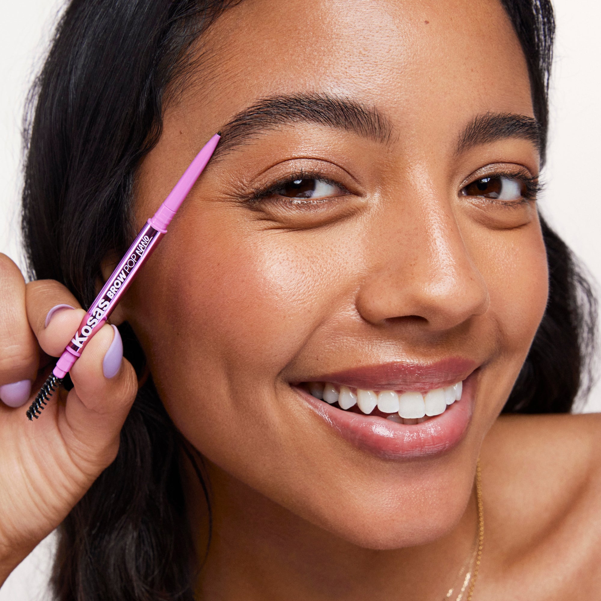 Brow Pop Nano Ultra-Fine Detailing Pencil - Makeup - Kosas - BROWPOP_Nano_PDP_NA_ProductPlay_BROWNBLACK_2.2025 - The Detox Market | Brown Black