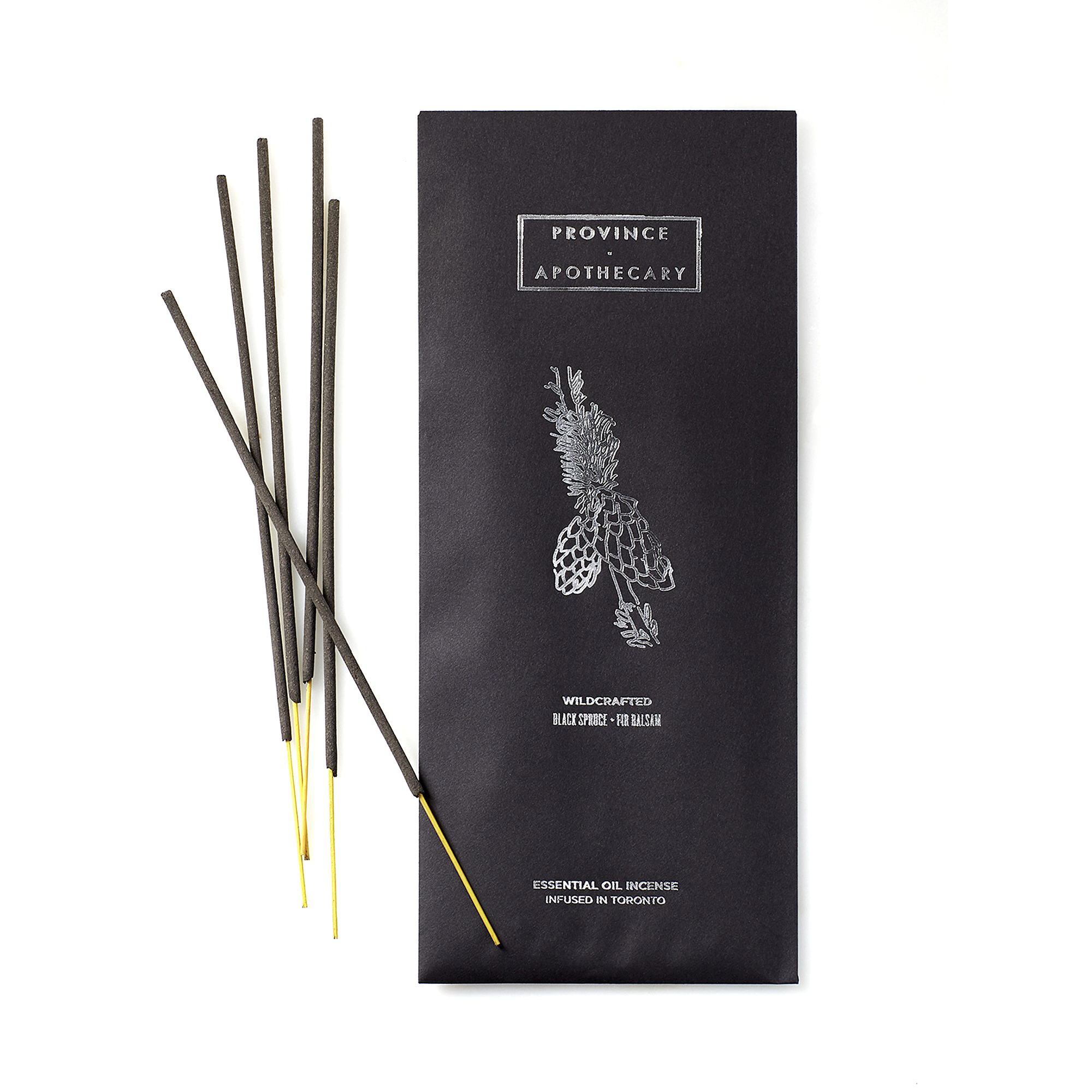Province Apothecary-Black Spruce + Fir Balsam Essential Oil Incense-Home-Black-Spruce-Incense_Product-Front_45134fe9-b9e3-4d2b-b055-1f247794da8b-The Detox Market | 