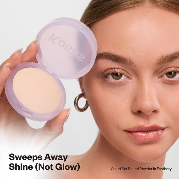 Kosas-Cloud Set Baked Setting & Smoothing Powder-Makeup-CLOUDSET_Baked_PDP_NA_ModelBenefit_Feathery_11.2025-The Detox Market | Feathery - Sheer Light Medium