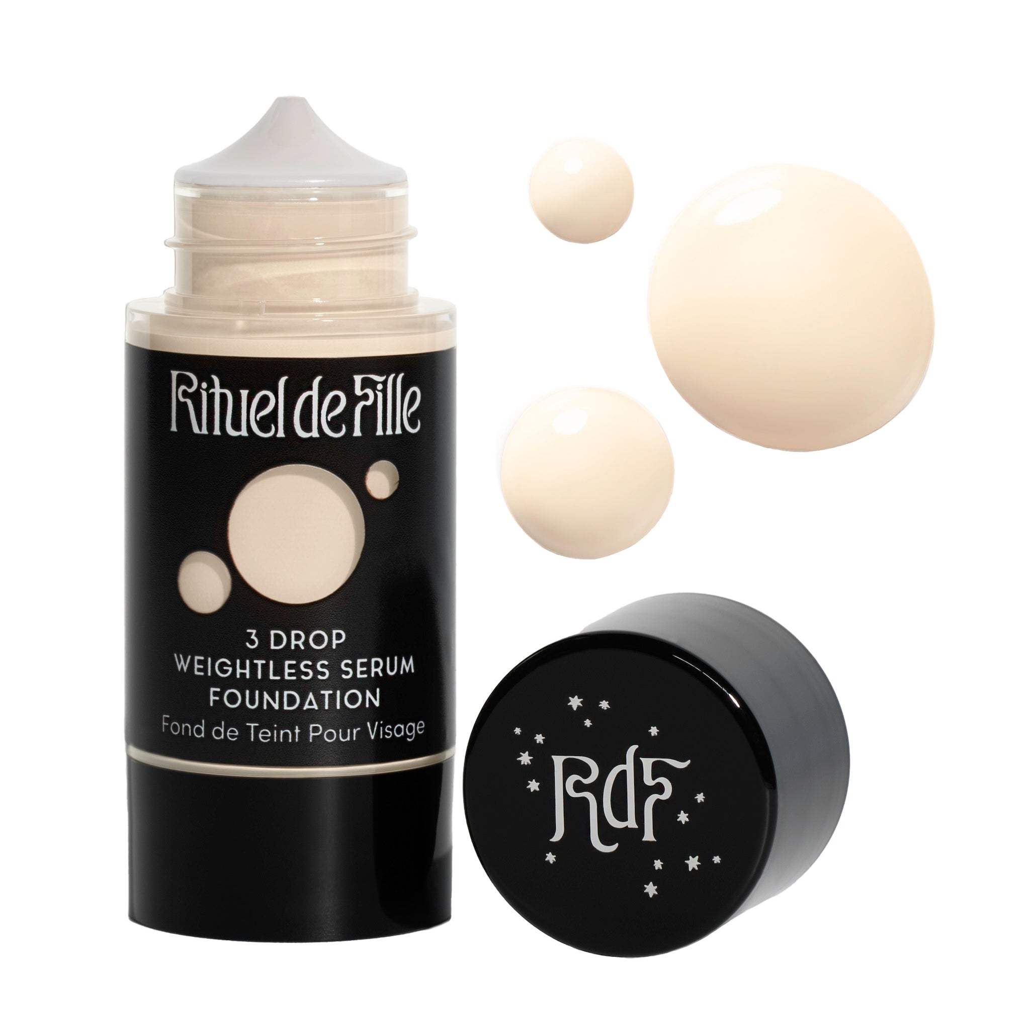 Rituel de Fille-3 Drop Weightless Serum Foundation-Makeup-DROP-105SwatchandBottleNoDropShadowSquare-The Detox Market | Potion 105 - Very fair shade for neutral to olive undertones