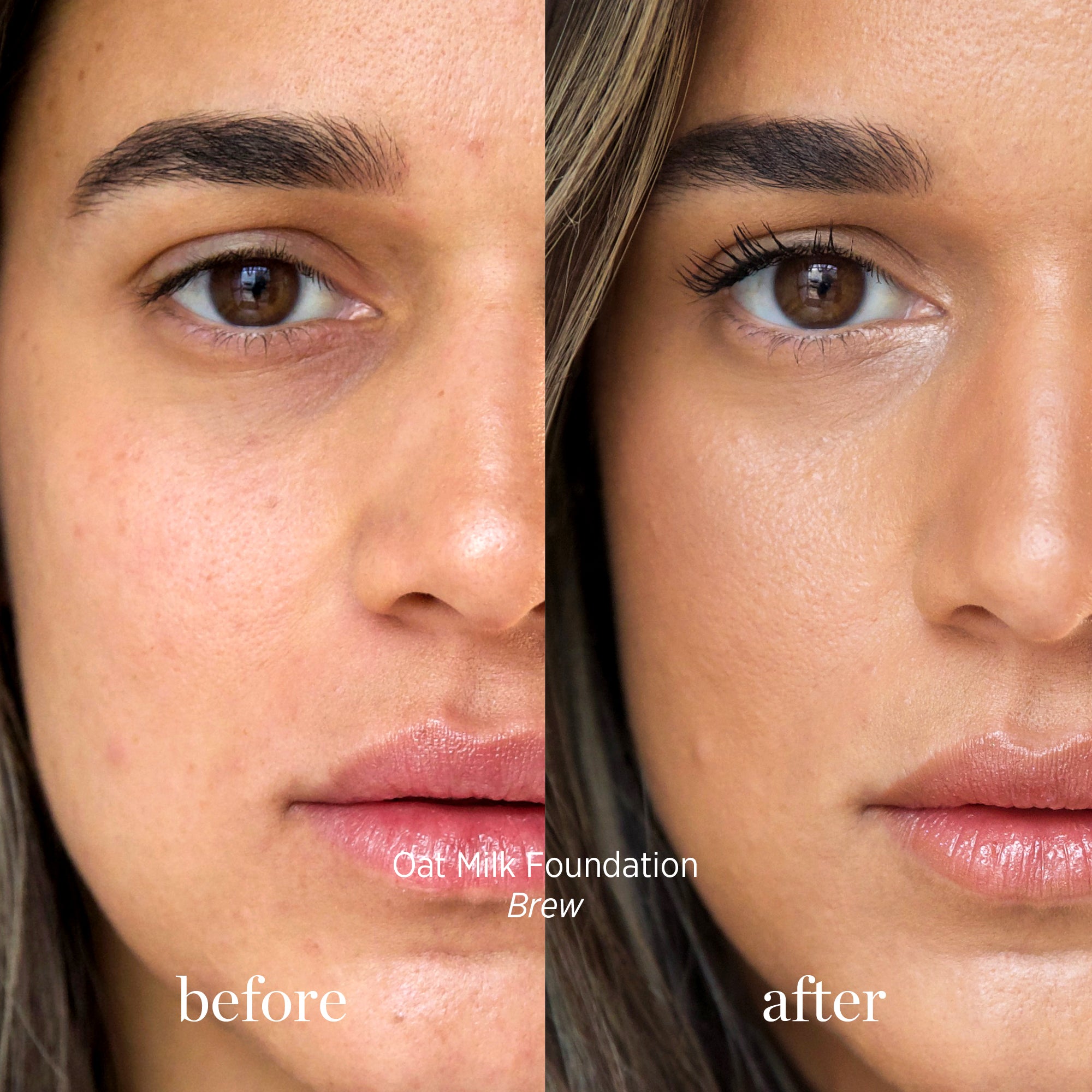 Ere Perez-Oat Milk Foundation-Makeup-ErePerez-OatMilkFoundation-Brew-BEFORE-AFTER-SQ-2000-The Detox Market | Brew - toffee