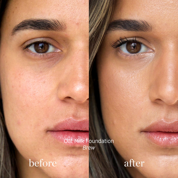 Ere Perez-Oat Milk Foundation-Makeup-ErePerez-OatMilkFoundation-Brew-BEFORE-AFTER-SQ-2000-The Detox Market | Brew - toffee