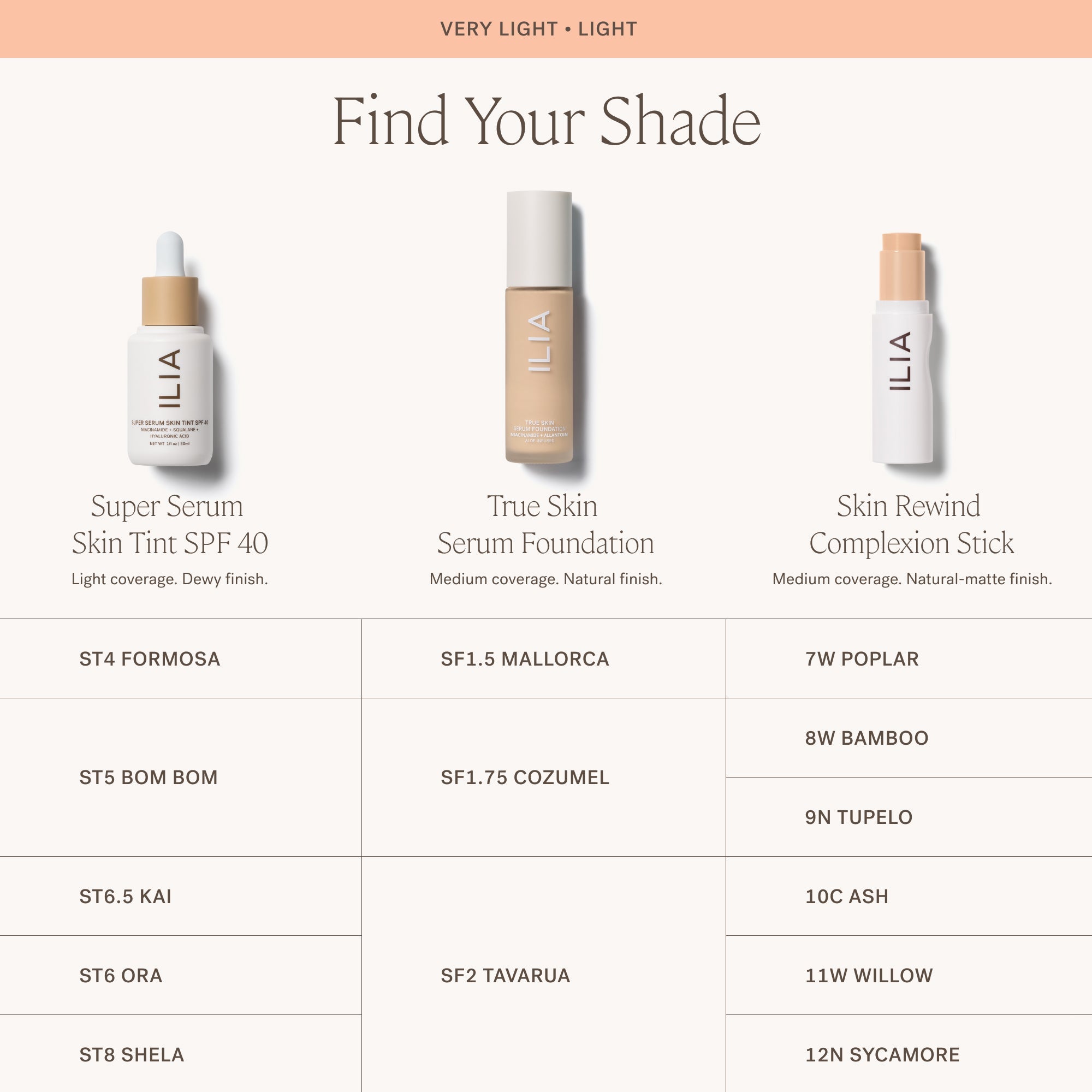 ILIA-Skin Rewind Complexion Stick-Makeup-ILIA_ComplexionStick_ShadeConversionChart_2000x2000_2-The Detox Market | Always
