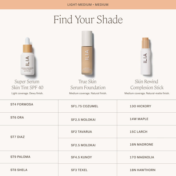 ILIA-Skin Rewind Complexion Stick-Makeup-ILIA_ComplexionStick_ShadeConversionChart_2000x2000_3-The Detox Market | Always