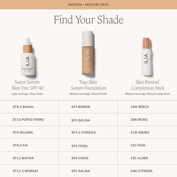 ILIA-Skin Rewind Complexion Stick-Makeup-ILIA_ComplexionStick_ShadeConversionChart_2000x2000_4-The Detox Market | Always