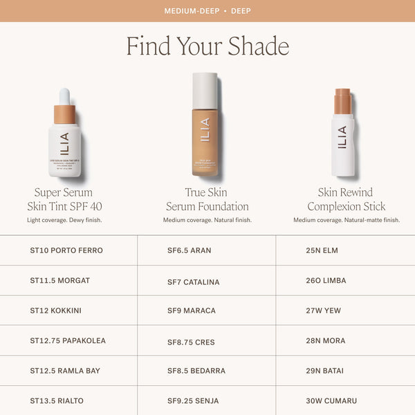 ILIA-Skin Rewind Complexion Stick-Makeup-ILIA_ComplexionStick_ShadeConversionChart_2000x2000_5-The Detox Market | Always
