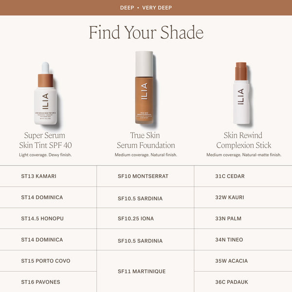ILIA-Skin Rewind Complexion Stick-Makeup-ILIA_ComplexionStick_ShadeConversionChart_2000x2000_6-The Detox Market | Always