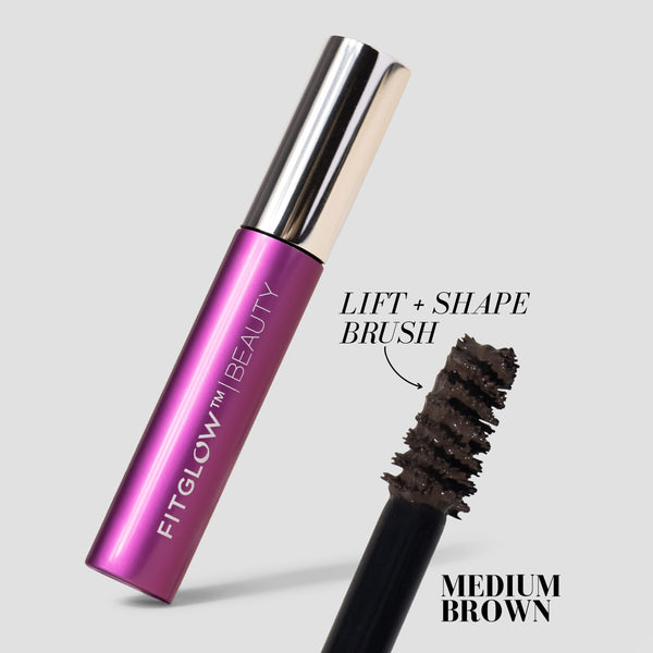 Protein Plant Brow Gel - Makeup - Fitglow Beauty - BrowGel_MediumBrown - The Detox Market | Medium Brown