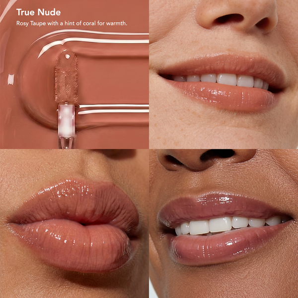Odacite-Spf 40 Nourishing Lip Serum-Makeup-SPF40LipSerum_TrueNude_ModelCollage-The Detox Market | True Nude - Rosy taupe with a hint of warmth