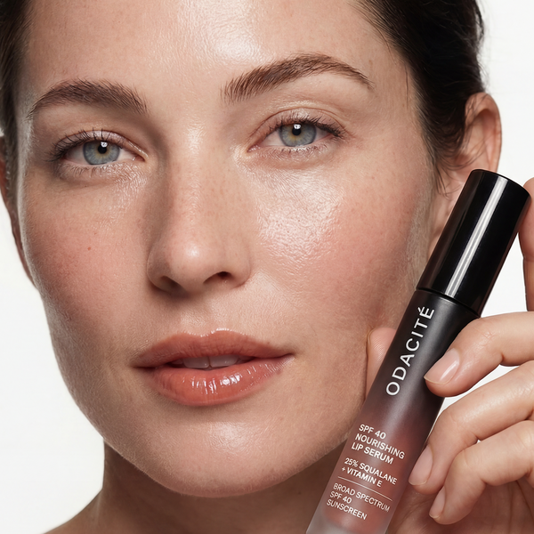 Odacite-Spf 40 Nourishing Lip Serum-Makeup-SPF40NourishingLipSerum_TrueNude_Model1-The Detox Market | True Nude - Rosy taupe with a hint of warmth