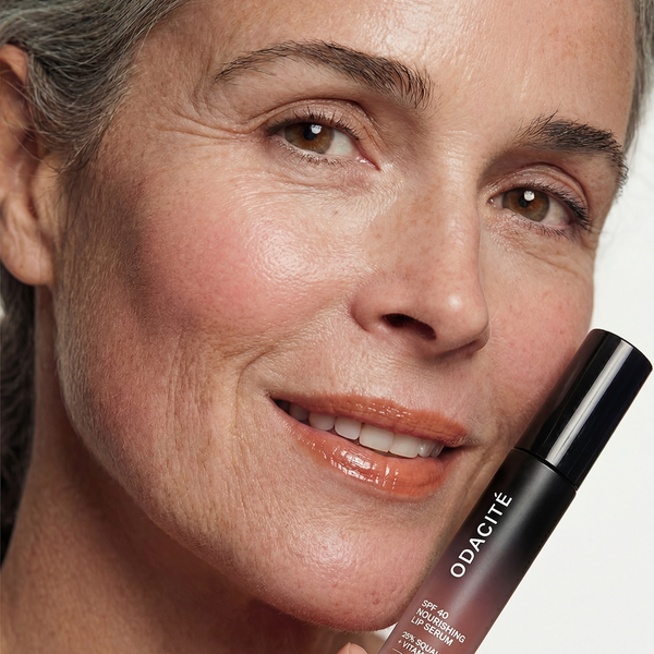 Odacite-Spf 40 Nourishing Lip Serum-Makeup-SPF40NourishingLipSerum_TrueNude_Model2-The Detox Market | True Nude - Rosy taupe with a hint of warmth