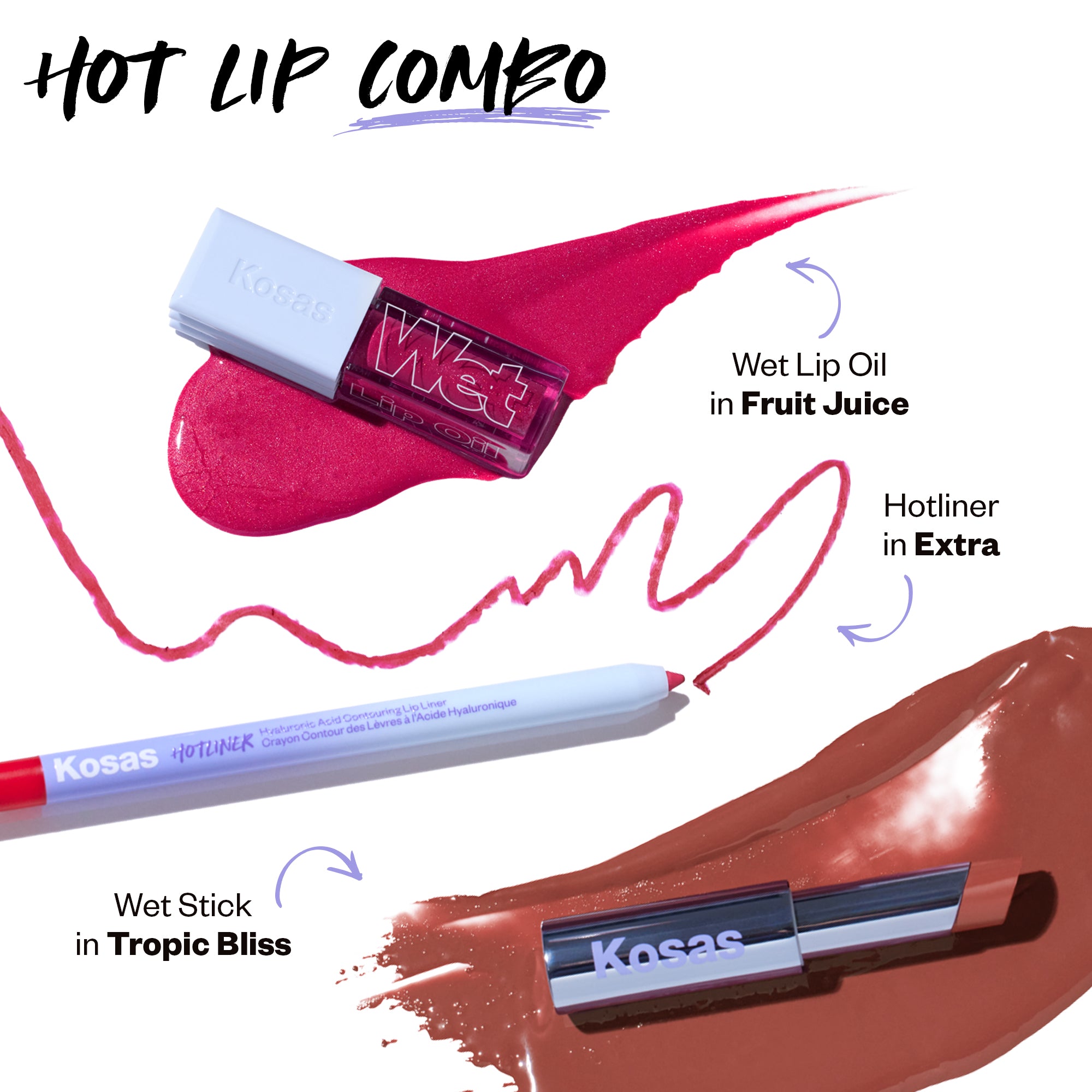 Kosas-Wet Lip Oil Gloss-Makeup-WLO_PDP_NA_HotLipCombo_forFRUITJUICE_2.2025-The Detox Market | Fruitjuice