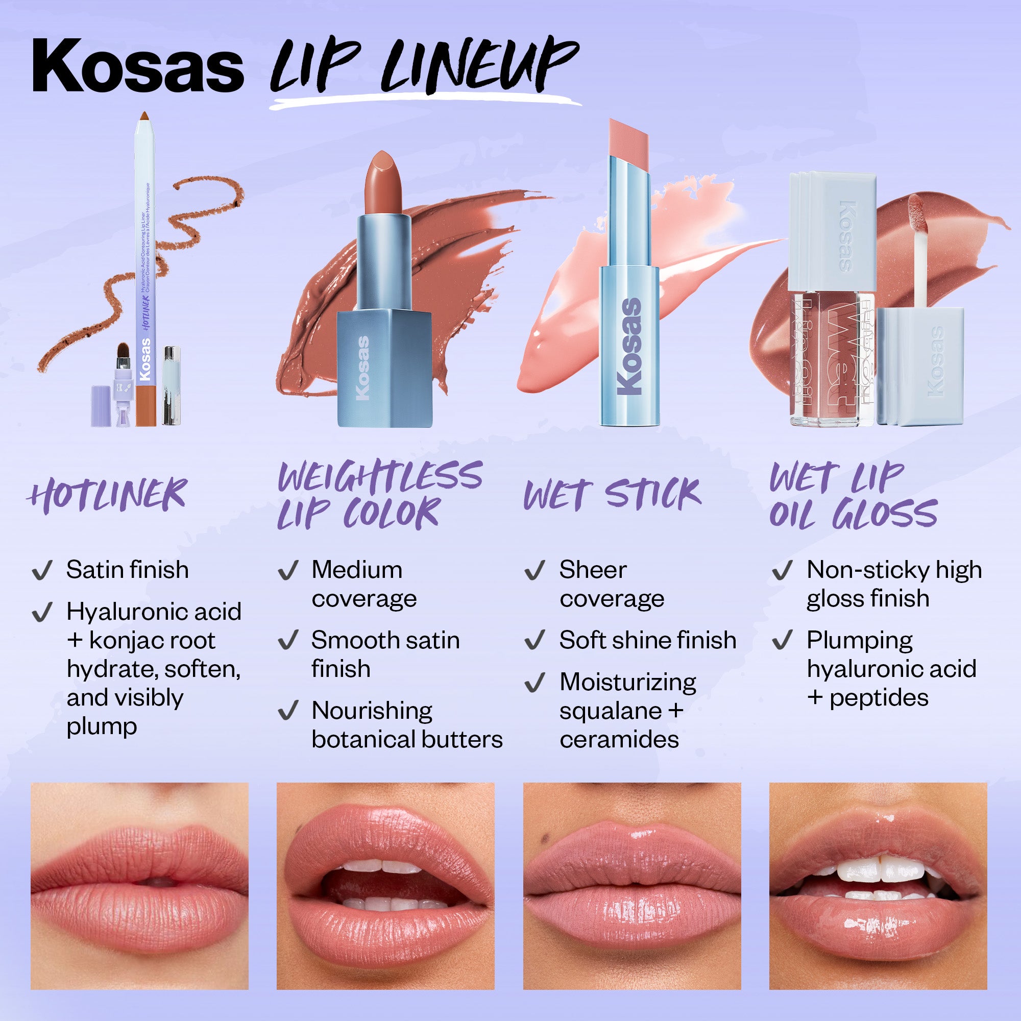Kosas-Wet Lip Oil Gloss-Makeup-WLO_PDP_NA_LipLineup_3.2025-The Detox Market | Always