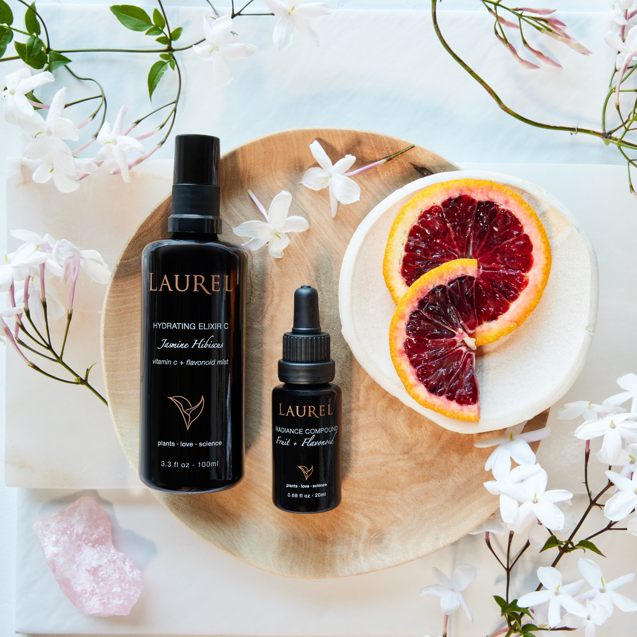 Laurel Skin-Hydrating Elixir C: Jasmine Hibiscus Vitamin C + Flavonoid Mist-Skincare-WholePlantVitaminCDuo_HydratingElixirC_RadianceCompound-The Detox Market | 